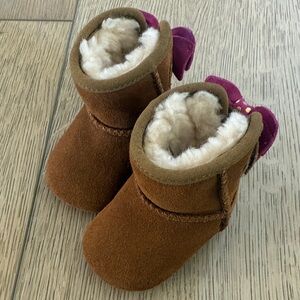 Ugh Baby Booties with Pink Bow